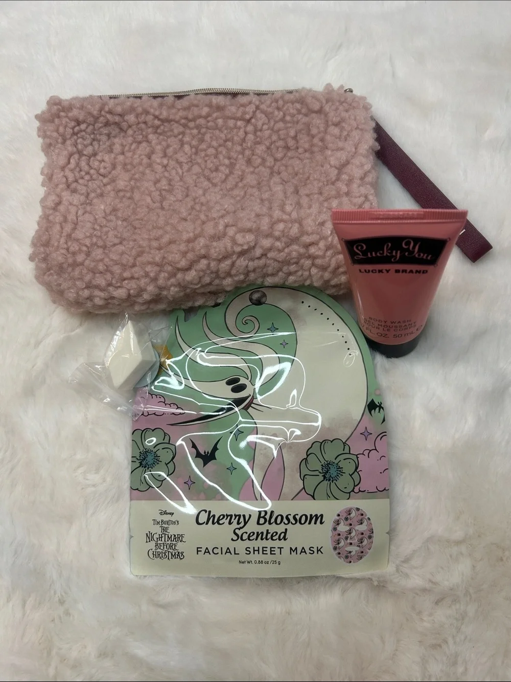 Ipsy Plush Pink Shearling Pouch bundle